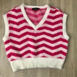 Pink and White Chevron Sweater Vest